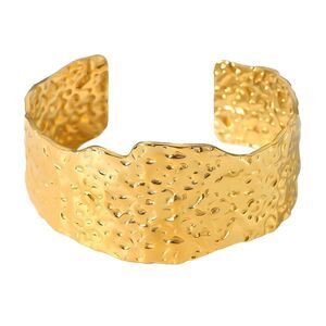 18K Gold Plated Women's Cuff Bracelet Modern Textured Look Hypoallergenic